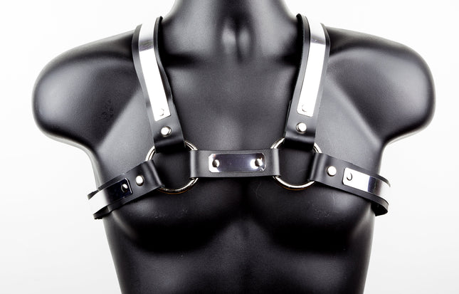 FH101MET MEN'S BULLDOG HARNESS LEATHER METAL PLATE