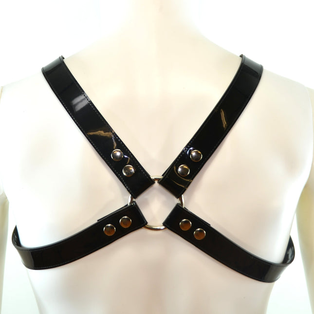 FH101P MEN'S BULLDOG HARNESS PATENT VEGAN LEATHER