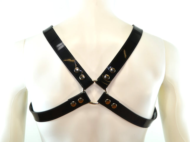 FH101P MEN'S BULLDOG HARNESS PATENT VEGAN LEATHER