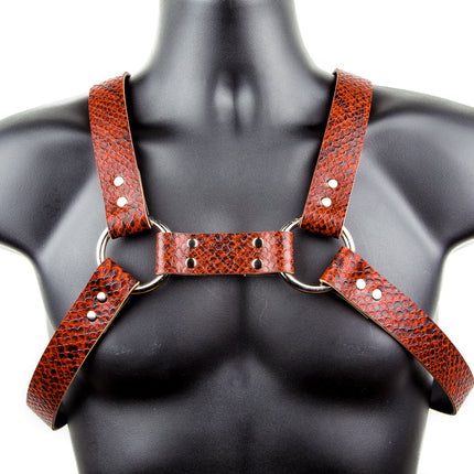 FH101SN MEN'S BULLDOG HARNESS SNAKE VEGAN  LEATHER
