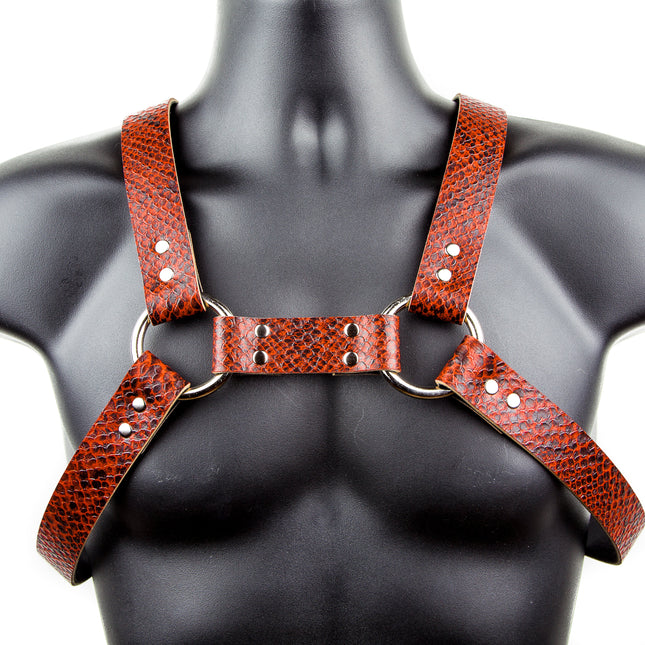 FH101SN MEN'S BULLDOG HARNESS SNAKE VEGAN  LEATHER