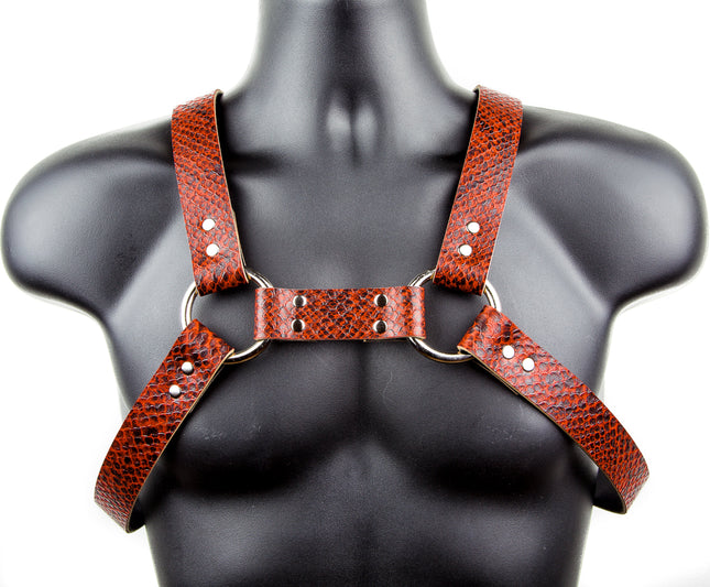 FH101SN MEN'S BULLDOG HARNESS SNAKE VEGAN  LEATHER