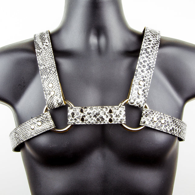FH101SN MEN'S BULLDOG HARNESS SNAKE VEGAN  LEATHER