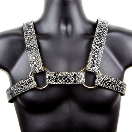FH101SN MEN'S BULLDOG HARNESS SNAKE VEGAN  LEATHER