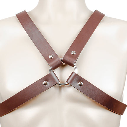 FH105BRN 1 1/4" MEN'S CROSS HARNESS BROWN
