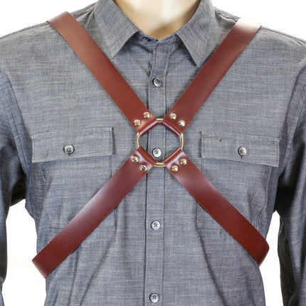 FH105BRN 1 1/4" MEN'S CROSS HARNESS BROWN