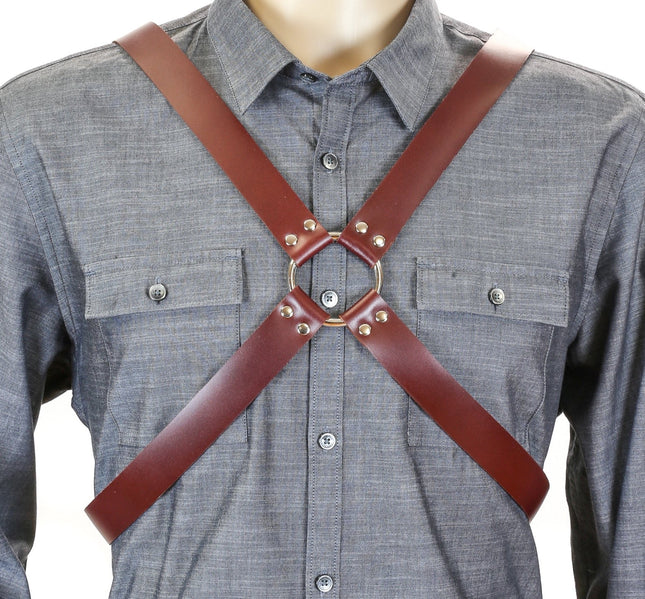 FH105BRN 1 1/4" MEN'S CROSS HARNESS BROWN
