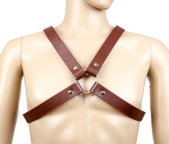 FH105BRN 1 1/4" MEN'S CROSS HARNESS BROWN