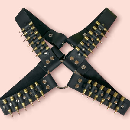 FH110-BRS BRASS BULLET CROSS HARNESS 1 3/4" WIDE 3"