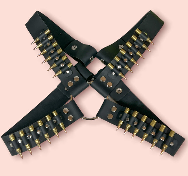 FH110-BRS BRASS BULLET CROSS HARNESS 1 3/4" WIDE 3"
