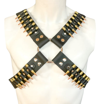 FH110-BRS BRASS BULLET CROSS HARNESS 1 3/4" WIDE 3"