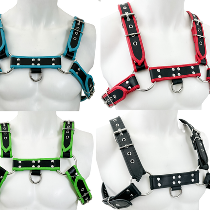 FH155D-KKY  VEGAN NEON STRIPE BULLDOG HARNESS