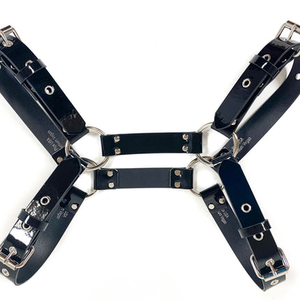 FH155PATENT BUCKLE BULLDOG HARNESS ASSORTED PATENT
