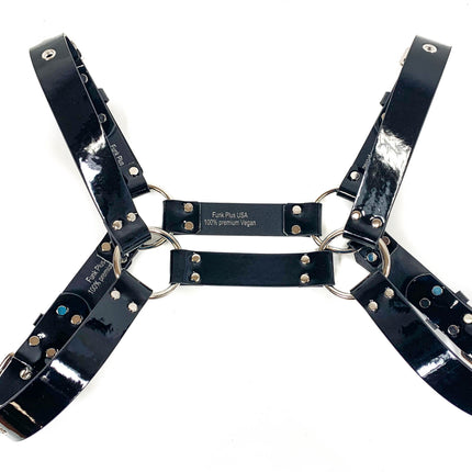 FH155PATENT BUCKLE BULLDOG HARNESS ASSORTED PATENT