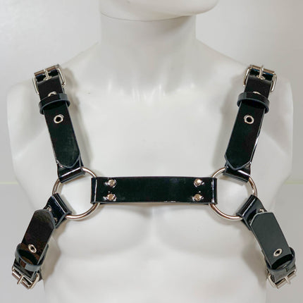 FH155PATENT BUCKLE BULLDOG HARNESS ASSORTED PATENT