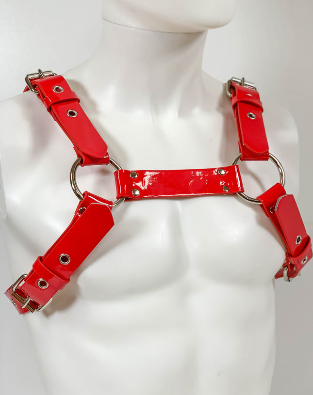 FH155PATENT BUCKLE BULLDOG HARNESS ASSORTED PATENT