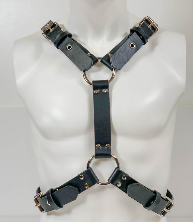 FH156VEGAN BUCKLE VERTICAL HARNESS ASSORTED VEGAN LEATHER