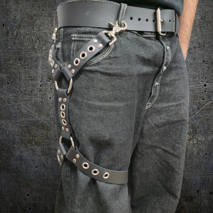 FL101EYE GROMMET THIGH HARNESS GENUINE LEATHER O RINGS BUCKLE