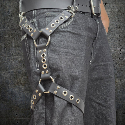 FL101EYE GROMMET THIGH HARNESS GENUINE LEATHER O RINGS BUCKLE