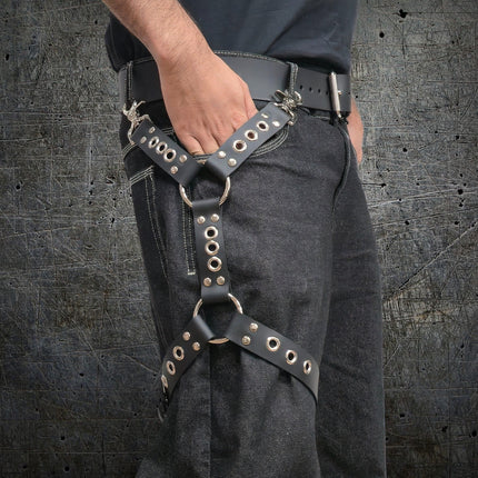 FL101EYE GROMMET THIGH HARNESS GENUINE LEATHER O RINGS BUCKLE
