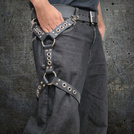 FL101EYE GROMMET THIGH HARNESS GENUINE LEATHER O RINGS BUCKLE