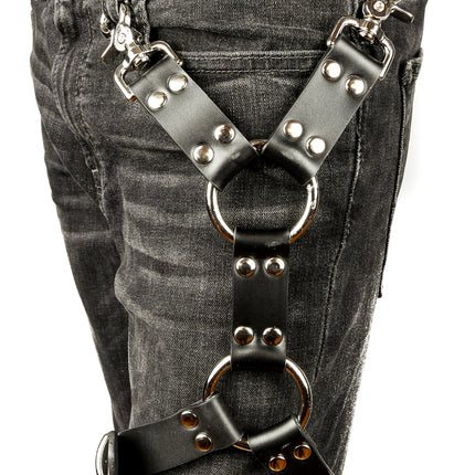 FL101  THIGH HARNESS GENUINE LEATHER O RINGS BUCKLE