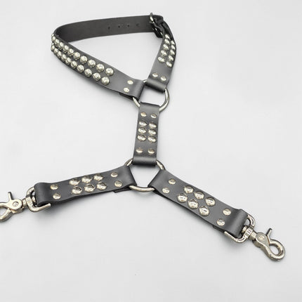FL101RND ROUND STUDDED THIGH HARNESS GARTER GENUINE LEATHER