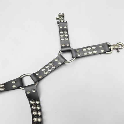 FL101RND ROUND STUDDED THIGH HARNESS GARTER GENUINE LEATHER