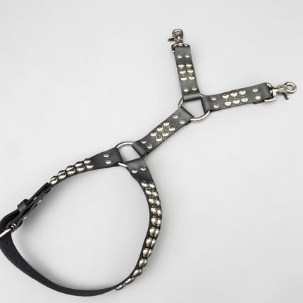 FL101RND ROUND STUDDED THIGH HARNESS GARTER GENUINE LEATHER