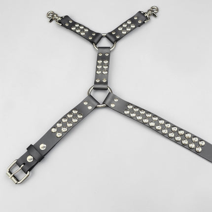 FL101RND ROUND STUDDED THIGH HARNESS GARTER GENUINE LEATHER