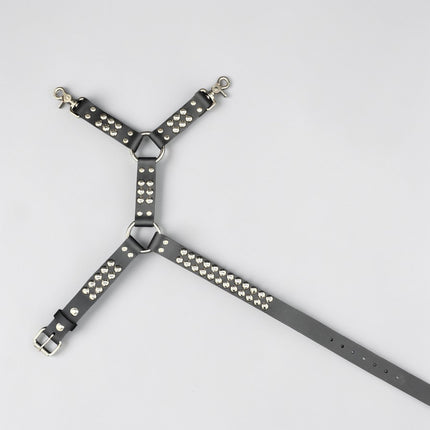 FL101RND ROUND STUDDED THIGH HARNESS GARTER GENUINE LEATHER