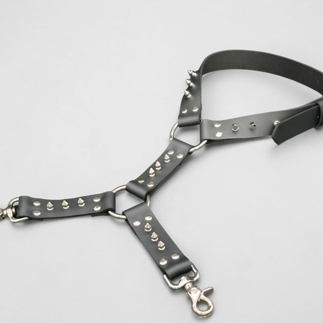 FL101SPK-S 1/2" SPIKE  THIGH HARNESS GARTER GENUINE LEATHER