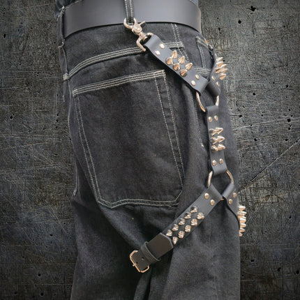 FL101UK77  STUDDED THIGH HARNESS GARTER GENUINE LEATHER