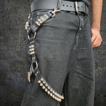 FL101UK77  STUDDED THIGH HARNESS GARTER GENUINE LEATHER