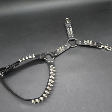 FL101UK77  STUDDED THIGH HARNESS GARTER GENUINE LEATHER