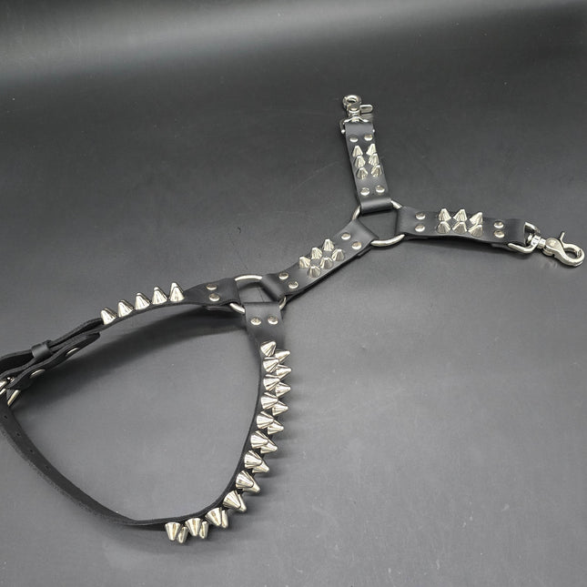 FL101UK77  STUDDED THIGH HARNESS GARTER GENUINE LEATHER