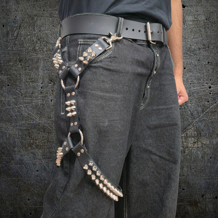 FL101UK77  STUDDED THIGH HARNESS GARTER GENUINE LEATHER