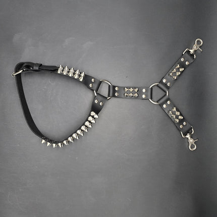 FL101UK77  STUDDED THIGH HARNESS GARTER GENUINE LEATHER