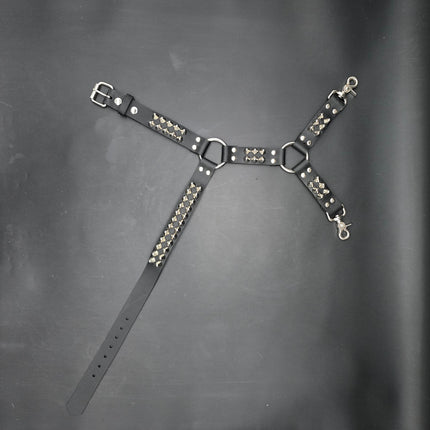 FL101UK77  STUDDED THIGH HARNESS GARTER GENUINE LEATHER