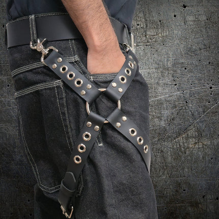 FL102EYE GROMMET THIGH HARNESS GENUINE LEATHER O RINGS BUCKLE