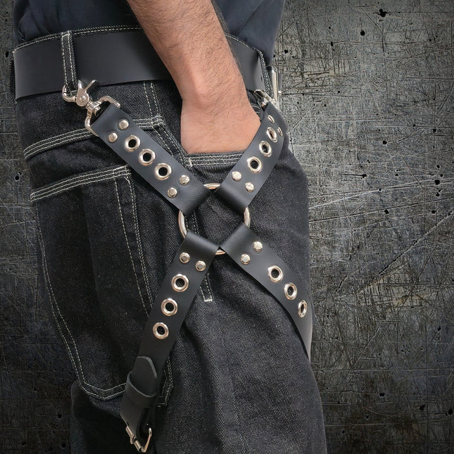 FL102EYE GROMMET THIGH HARNESS GENUINE LEATHER O RINGS BUCKLE