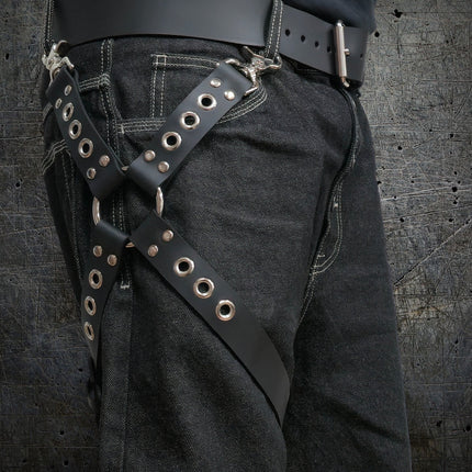 FL102EYE GROMMET THIGH HARNESS GENUINE LEATHER O RINGS BUCKLE