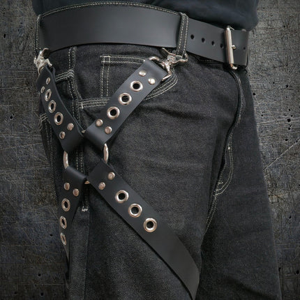 FL102EYE GROMMET THIGH HARNESS GENUINE LEATHER O RINGS BUCKLE