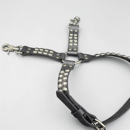 FL101RND ROUND STUDDED THIGH HARNESS GARTER GENUINE LEATHER