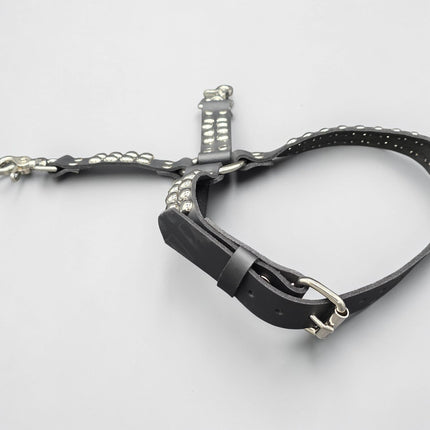 FL101RND ROUND STUDDED THIGH HARNESS GARTER GENUINE LEATHER