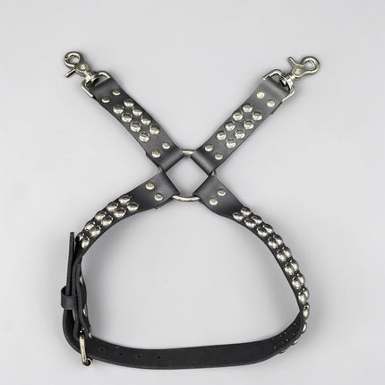 FL101RND ROUND STUDDED THIGH HARNESS GARTER GENUINE LEATHER