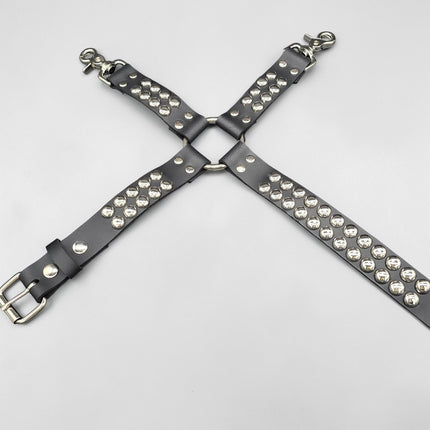 FL101RND ROUND STUDDED THIGH HARNESS GARTER GENUINE LEATHER