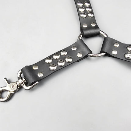 FL101RND ROUND STUDDED THIGH HARNESS GARTER GENUINE LEATHER