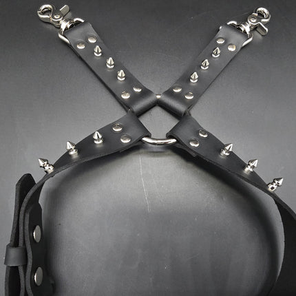 FL101SPK-S 1/2" SPIKE  THIGH HARNESS GARTER GENUINE LEATHER