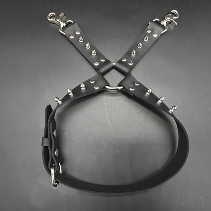 FL101SPK-S 1/2" SPIKE  THIGH HARNESS GARTER GENUINE LEATHER